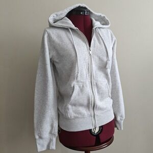 Brandy Melville Women's Zip Up Hoodie Sweatshirt Hooded Oversized Gray Small